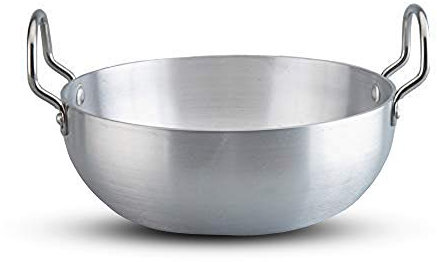 Shourya Trading Aluminium Kadai, Size No-13, Big Indian Kadai, Induction Base, Silver