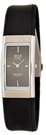 OSCO Steel Damen-Armbanduhr mit Kautschuk-Armband 3045 (schwarz)