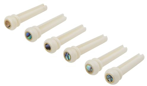 Pxyelec Gitarre Brücke Pins, 6 Stück Gitarren Stegpins aus echtem Knochen, mit Abalone-Punkt