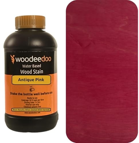 WooDeeDoo Water Based Wood Stain | Wood Dye | Ready to Use | Environmentally Friendly | Solvent Free | Odour Free | 200 ml | Antique Pink