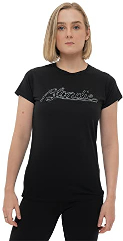 Blondie T Shirt Diamante Band Logo Official Womens Skinny Fit Black S