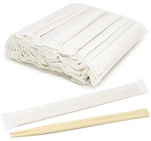 [100 Pairs] Disposable Bamboo Chopsticks - Premium Individually Wrapped Splinter-Less Smooth Wooden Traditional Japanese, Korean Chopsticks