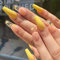 Brishow Cercueil Faux Ongles Long Faux Ongles Papillon Ballerine Acrylique Presse sur Ongles Bâton sur les Ongles 24pcs pour Femmes et Filles (Jaune)