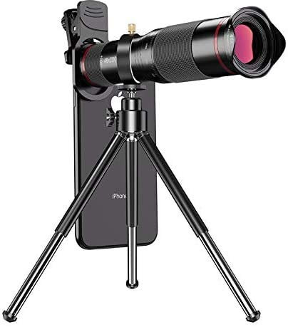 XZDWH Teleobiettivo monoculare 48X per fotocamera del telefono, per bird watching, funziona con iPhone 11/Pro/Pro Max, Samsung Pixel, Android e qualsiasi smartphone (rosso)