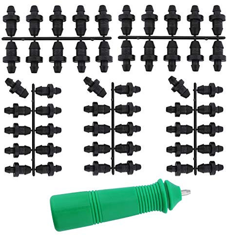 AIEX 50 Tapones De Riego por Goteo Riego por Goteo Piezas con 1 Herramienta De Perforación De Orificios para Suministros De Tubería De Manguera De Jardín Doméstico