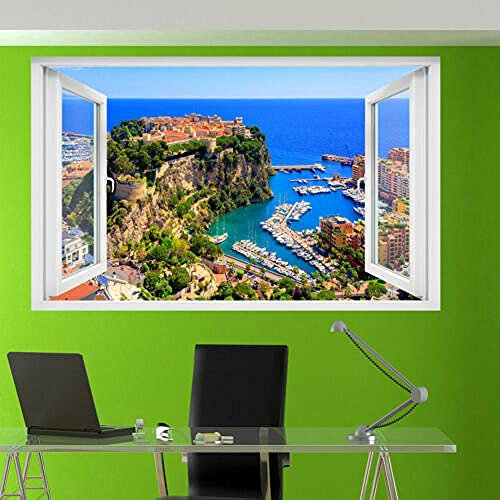 Wandtattoo - Stadt Monte Carlo Wandsticker Art Mural Room Büro Hausdekor 3D Aufkleber für die Wand - Wanddekoration - 80x125cm