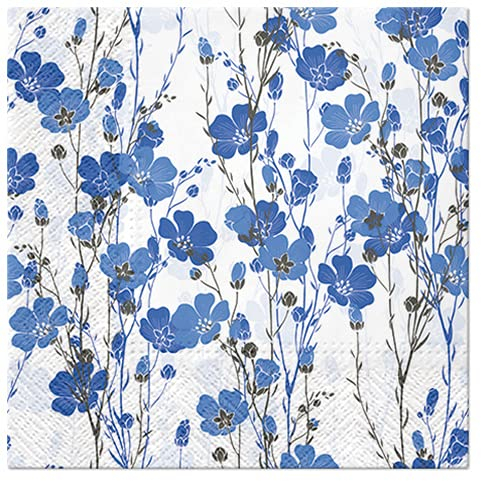20 Servietten Blaue Blumenkette | Blumen | Sommer | Tischdeko 33x33cm