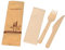 250 Bio Einweg Bestecksets Holzmesser + Holzgabel + Serviette 33x33cm natur in Papierhülle