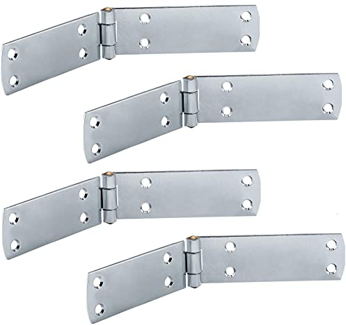Gedotec schweres Türscharnier - Aufschraubband | 4 Stück - Ladenbänder aus Stahl | 180 x 35 mm | Türband blau verzinkt | Scharniere Tür Materialstärke 2 mm | Einbohrband Metall zum Schrauben