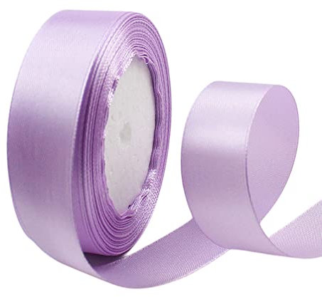 POPOYU Ruban Satin 25mm, 23 mètres Mauve Rose Rubans de Tissu pour Emballage des Cadeaux pour Fête Noël Halloween, Artisanat, Bouquets, Projets de Couture, Anniversaire et Mariage Gâteau Décoration