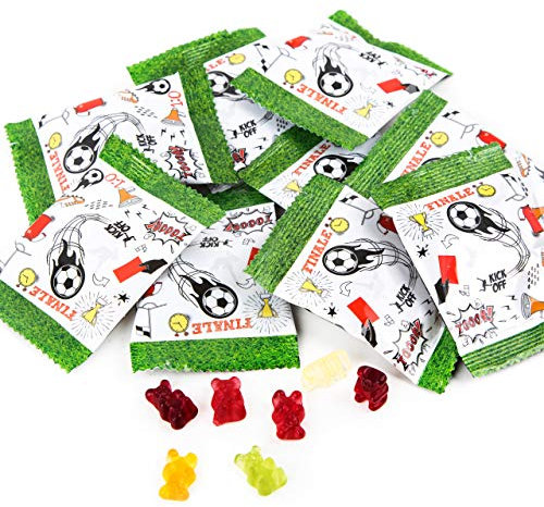 Logbuch-Verlag 10 kleine Fruchtgummi Tütchen Fußball Deko Fußballverein EM WM Kindergeburtstag Give-Away