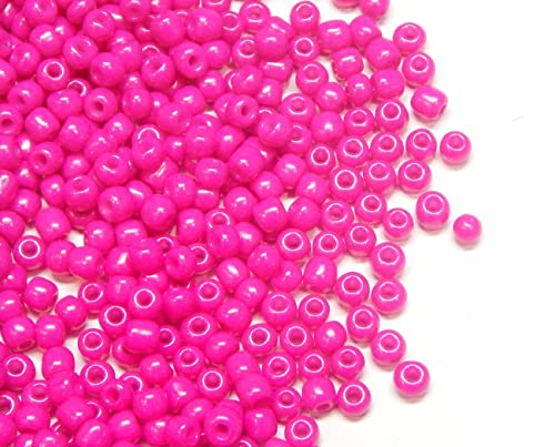 1100 Stück Glas Rocailles Perlen 4mm, 6/0, Pony Perlen, Klar Mini Rund Perlen, Seed Beads, (Pink Opak)