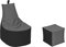 MILLINDABAG Modern Sitzsack für Kinder und Erwachsene Sessel Kissen In & Outdoor Gaminggeignet & bereits gefüllt Sitzkissen Bodenkissen (Schwarz - Anthrazit, XXL - Durchmesser 78 cm mit Hocker)