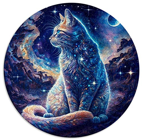 Puzzles für Erwachsene 1000 Teile Katze Kreative runde Puzzles für Erwachsene und Kinder Kartonpuzzles Lernen Lernspielzeug Familienspiele (Größe 67,5 x 67,5 cm)
