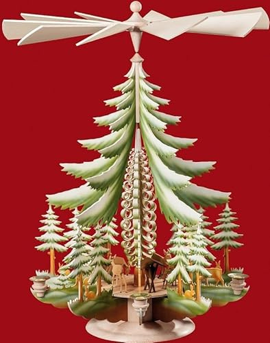 Taulin Pyramide Geschnitzte Rehe farbig