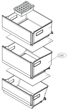 Intermediate Drawer (Fridge Part) Reference 136c Fridge, Fridge, Freezer AJP75615006 LG Fridge, Fridge, Freezer AJP75615006
