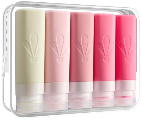 INSFIT Travel Bottles for Toiletries, CAA Approved 90ml Travel Size Toiletries, BPA Free Leak Proof Silicone Containers, Holiday Essentials for Women Travel Essentials for Shampoo with Toiletry Bag