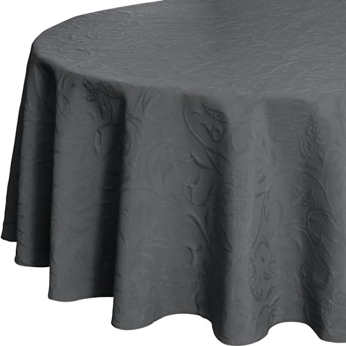Pichler Tischdecke Cordoba bügelfrei dunkelgrau Größe oval: 160x220 cm