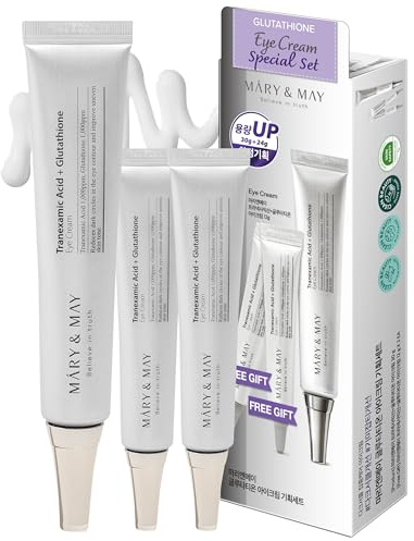 Mary&May Augencreme mit Tranexamsäure (TXA) + Glutathion, Augenringe und Hyperpigmentierung, mit Niacinamid und Vitamin C, koreanische Skincare 30 g + Mini 12 g (2 Stück)