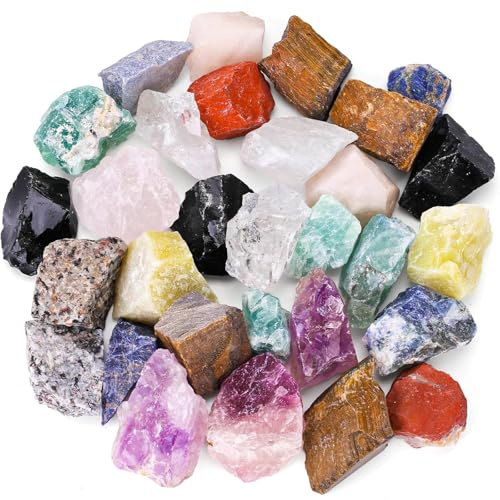 HAKACC 1300g Kristall Heilsteine, 30-35 Stück Grobe Madagaskar Steine Natürliche Rohsteine für Kristalltherapie Meditation Deko & Edelsteinwasser, Mehr als 5 Modelle