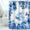 Lerores Rideau de douche 240 x 180 cm - Motif papillon bleu - Ourlet lesté - Textile anti-moisissure - Imperméable - Lavable - En polyester - Avec œillets et 16 anneaux de rideau de douche - Pour