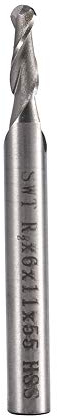 55 Mm 2 Cannelures Boule Nez Moulin Fin Tige Droite Boule Fin Fraise Tour Fraise CNC Routeur Peu Outil pour la Gravure Cuivre Aluminium Acrylique PVC et Résine de Nylon