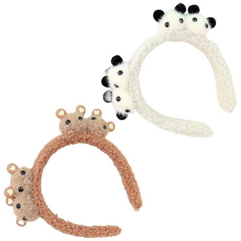 scicent Haarreifen 2 Stück Spa Haarbänder Coral Fleece Makeup Stirnband Elastic Cosmetic Haarreif zum Waschen der Gesichtsdusche Yoga Sport Hautpflege Modische Rutschfeste Haarschmuck - 10823