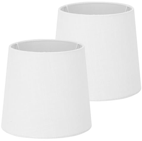 Navaris 2x Lampenschirm aus Leinen - 2er Pack E14 Lampen Schirm für Tischlampe oder Stehlampe - 2 Ersatz Lampenschirme klein - Außen Weiß/Innen Weiß