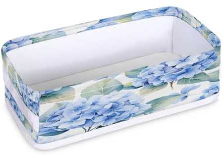 TULIMET Hydrangea Blue Bathroom Storage Basket, Small Storage Bins with Handles for Organizing Toilet Paper Basket for Toilet Tank Top Decorative Box
