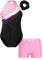 iiniim Bambina Body Ginnastica Artistica con Senza Maniche e Pantaloncino Body Danza Ritmica Costume Balletto Bambina Rosa 5-6 anni