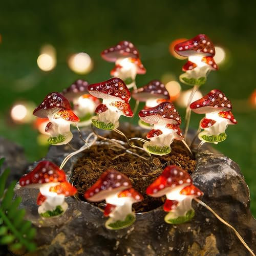 Mushroom Fairy String Lights, Fairy Decorative Lights 3M/10ft 30LEDs Battery Operated Mushroom String Lights for Indoor Outdoor Home Garden Summer Birthday Party Wedding Valentine's Day (Mushroom)