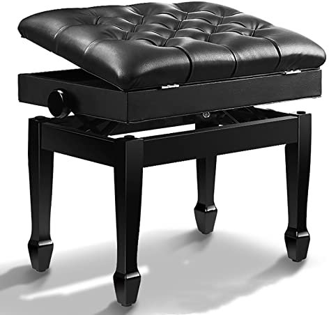 WYRMB Faux Leather Piano Stool Height Adjustable Wooden Piano Bench Solo Padded Leather Keyboard Stool,Enjoying Enough Music Sheet Storage,58 X 38 X 49-59Cm,