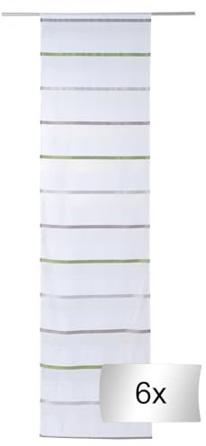 Home4You Flächenvorhänge 6er Set Schiebevorhänge Schiebegardinen Vorhänge - Polyester - Grau - Grün - 60x245 cm