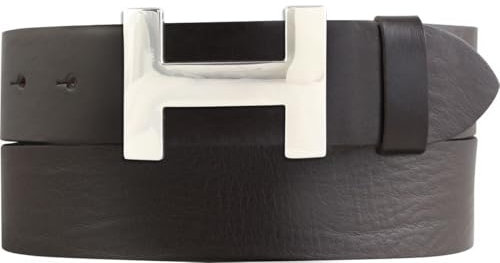 BELTINGER Designer Gürtel HENRY aus Vollrindleder 4 cm | Eleganter Ledergürtel für Damen und Herren 40mm | Silber glänzend | Braun 80cm
