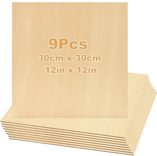3 mm Plywood Sheets, 30 x 30 cm Basswood, Lre Co. 8-Pack Wood Craft Engraving Materials, Plywood Board for Model Making, DIY Wood Crafts, Plywood Cut to Size
