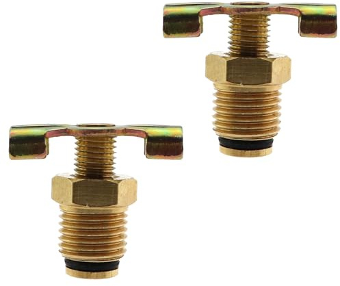 KKUANG 2PCS 1/4 Inch Air Compressor Drain Valves Butterfly Air Pump Drain Valve Brass Drain Plug Portable Air Tank Valve Waterway Adapter Air Compressor Accessories for Air and Water Tank