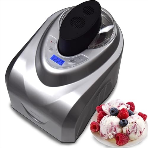Gino Gelati Eismaschine mit Kompressor Zentoria Eiscreme Maschine Eisbereiter, 1 Liter Kapazität. 180 Watt, Edelstahl, Silbernes Design, leichte Reinigung