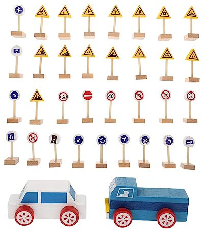 JOINPAYA 1ensemble Jouets Bois pour Simulation De Panneaux De Circulation pour Jouets Éducatifs De Reconnaissance Sécuritaire pour Maternelle pour Maison Activités Extérieures