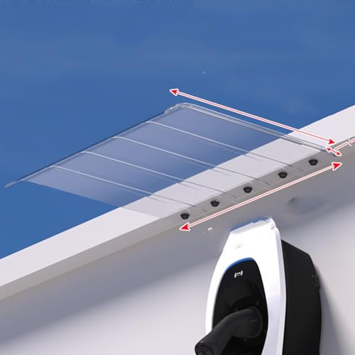 Tettoia in policarbonato traslucido per porta posteriore/portico/finestra, montaggio su superficie piana sotto grondaia, riparo con design invisibile, ideale per patio, giardino e tetto, dimensioni 50