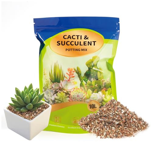 GOTVUGE Sukkulenten- und Kaktus-Erde Pflanzsubstrat 10L, grober Boden mit schneller Drainage, geeignet für Bonsai, Terrarien und Zimmerpflanzen