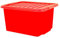 Pemienterprize Ltd 24L Red Plastic Containers with Lids Stackable Cupboard Organising Crates Toys Shoes Stationery Tools Storage Boxes for Garage Office Kitchen Garden