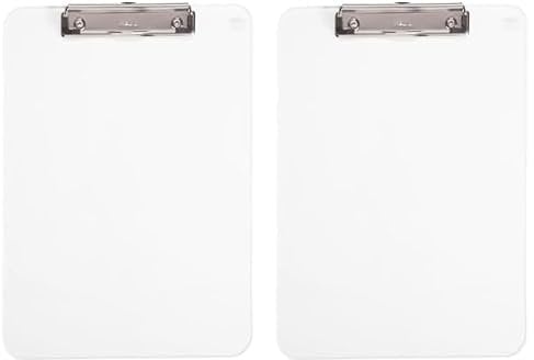 MAUL Klemmbrett A4 | Schreibbrett aus Kunststoff im DIN A4 Format | Clipboard zum Aufhängen | moderner Klemmer zur Aufbewahrung von Papier | für Büro, Küche und Werkstatt | Glasklar (Packung mit 2)