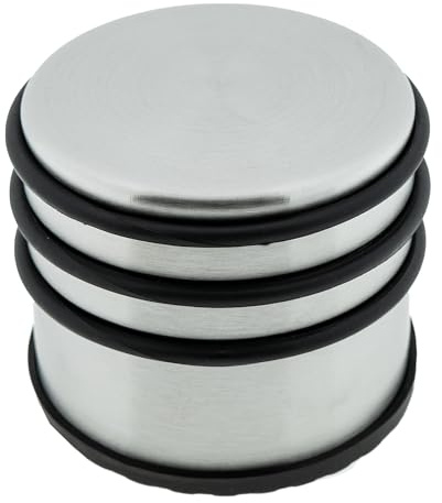 der kleine Handwerker 1 x Türstopper Türpuffer Türhalter rund Ø 94 mm x H 80 mm 1,1 kg rutschfeste gummierte Unterseite umlaufender Gummiring silber