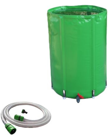 Barile per pioggia pieghevole con rubinetto e supporto, capacità 1000 l, contenitore portatile per acqua piovana da giardino
