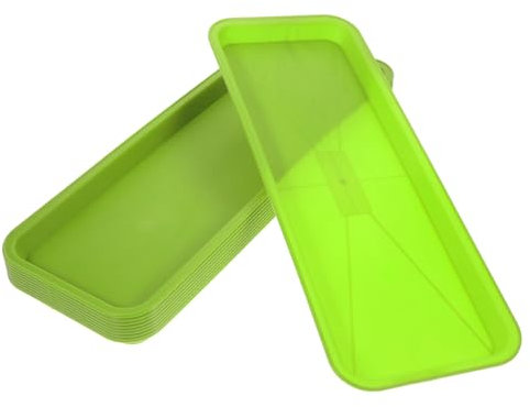TOYANDONA Lot de 10 Plateaux en Plastique pour Plantes D'Intérieur Soucoupes Bacs D'Égouttage Grands Pots Rectangulaires Bonsaï Carrés pour Pépinière Extérieur PP Vert