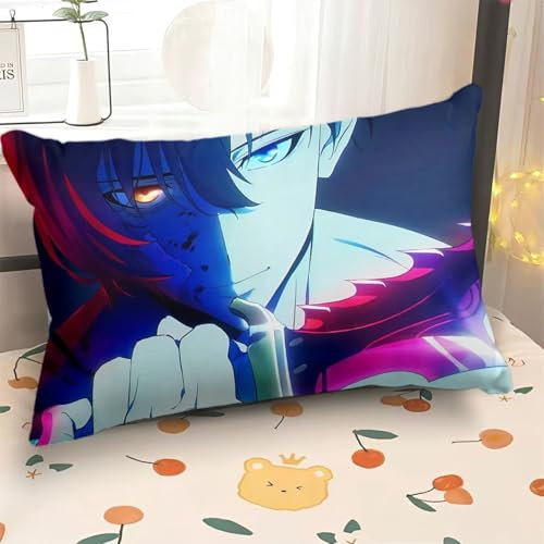 Ciyoulio Sung Jin Woo Anime Kissen Cha Hae-In Cartoon-Charakter-Kissen Süße Stofffigur Zimmer Deko Anime Leinen Sofakissen 40 x 60CM