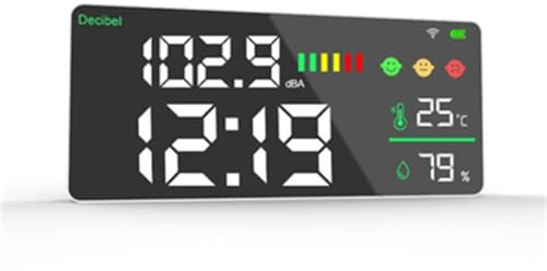 KOROBIE Gasmelder, An der Wand montiertes Dezibelmessgerät mit Tuya-WLAN zur Messung des Geräuschpegelmessers mit LED-Uhr Für Arbeit und Zuhause