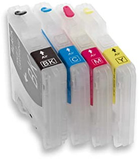 vhbw 4er-Pack Refill Tintenpatrone Leer Mehrfarbig kompatibel mit Brother MFC-J415, MFC-J410, MFC-J265W Drucker, CISS (Kompatibel)
