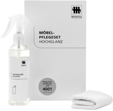 Musterring Möbelpflegeset Hochglanz – Hochglanzpolitur für lackierte & polierte Möbeloberflächen - Schutz & staubabweisender Glanz - Möbelpflege-Set mit Politur 200 ml & Pflegetuch