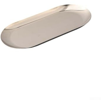 Vassoio ovale in acciaio inox, 18 x 8,5 cm, lucidato a specchio, per tè, frutta, cosmetici, gioielli (18 cm)